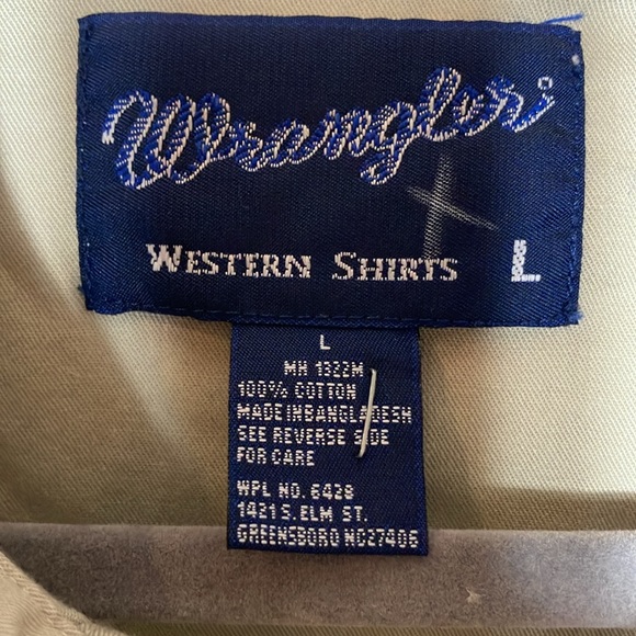 Wrangler Western Shirt Mens Large cotton long sleeve collar cowboy Texas - Picture 3 of 4